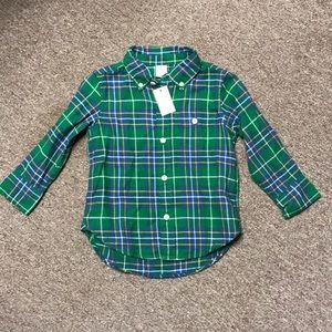 NWT Gap Toddler Boy's green plaid shirt